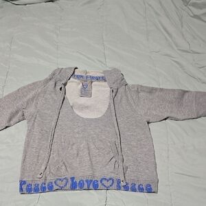 Heather Gray Hoodie with Blue Accents